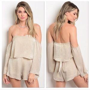 Off Shoulder Silk Top and Shorts Set